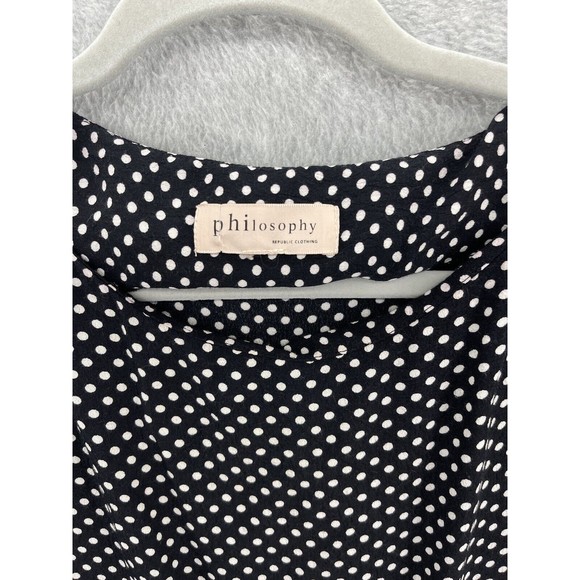 Philosophy Women's Blouse Black Polka Dot Long Sleeve Pull Over Size Medium - Picture 9 of 11